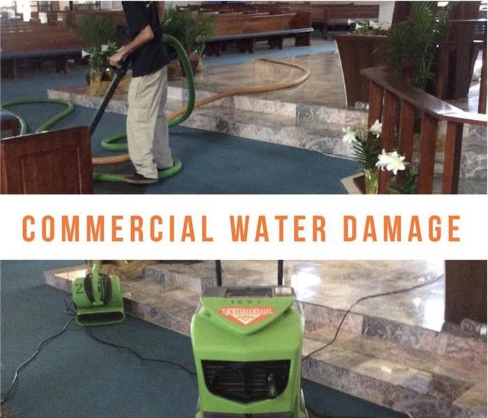 Technicians Cleaning up Water Damage from a Commercial Building