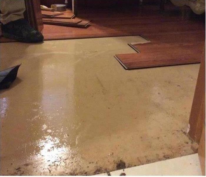 Flooded floor in an office building.